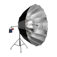 Menik SM-17AD 220cm Parabolische Paraplu zwart/zilver + statief